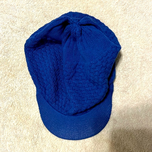 BLUE & Brown Cotton Rasta Slouchy  Long Knot Beanie Visor. - Picture 3 of 8